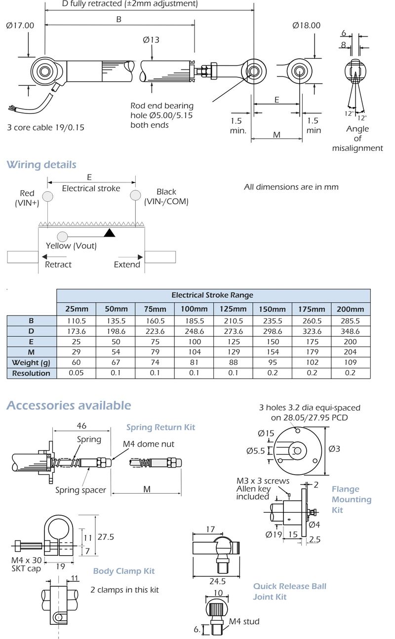 pd13 Transductores de Desplazamiento dimensiones